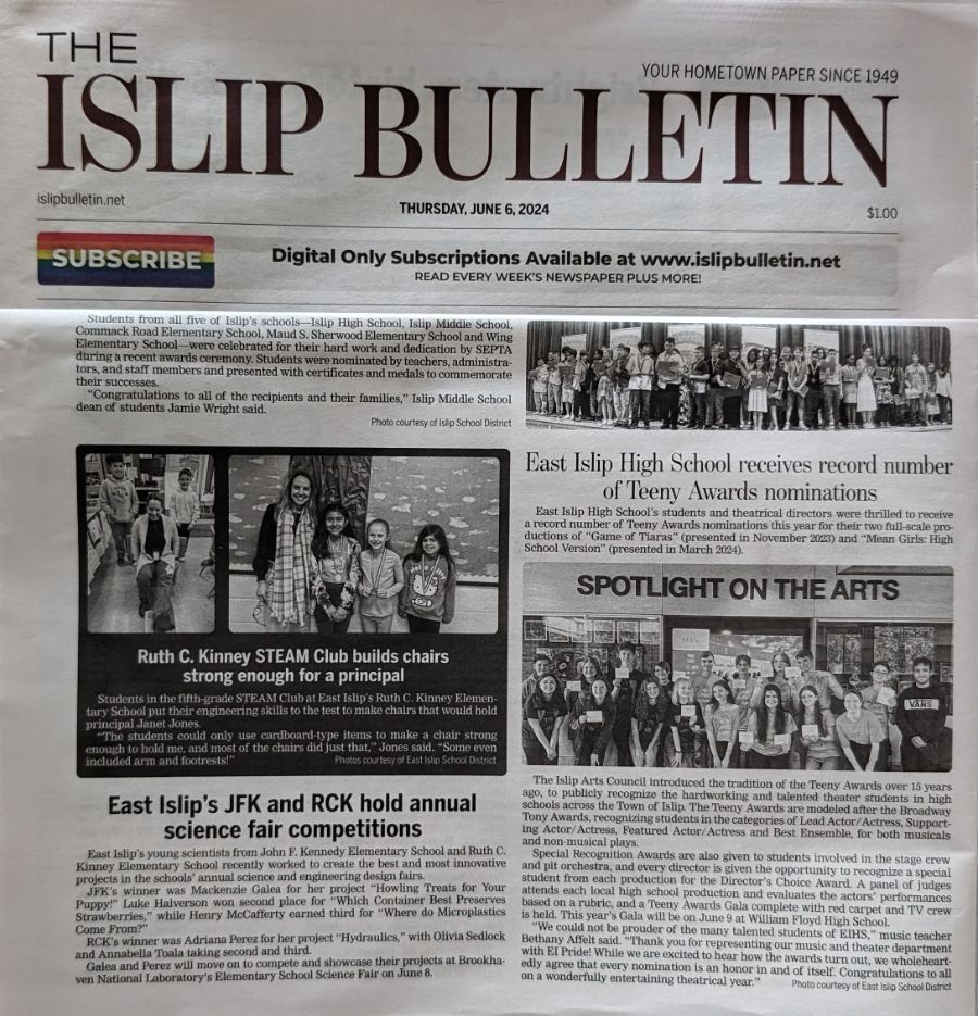 JUNE 2024 / Teeny Awards in Islip Bulletin